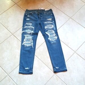 American Eagle Tomgirl Shadow Patched Blues Jeans